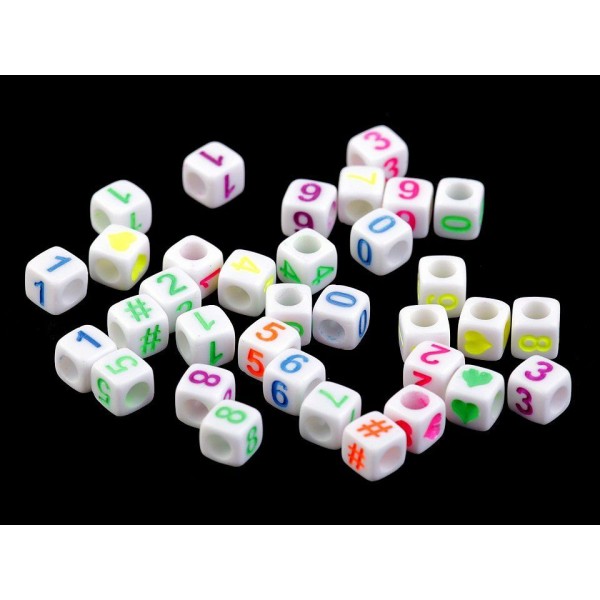 1bag 1 Mélange De Couleurs de Perles en Plastique Cube Avec des Lettres de 6mm, Autres - Photo n°4