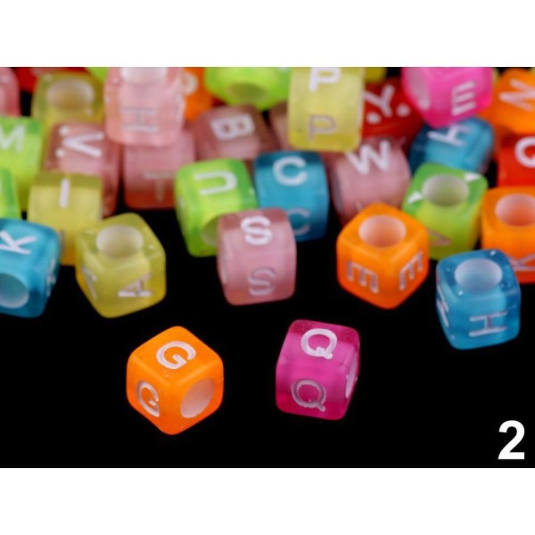 1bag 2 Mélange Des Couleurs des Perles en Plastique Cube Avec des Lettres de 6mm, Autres - Photo n°2