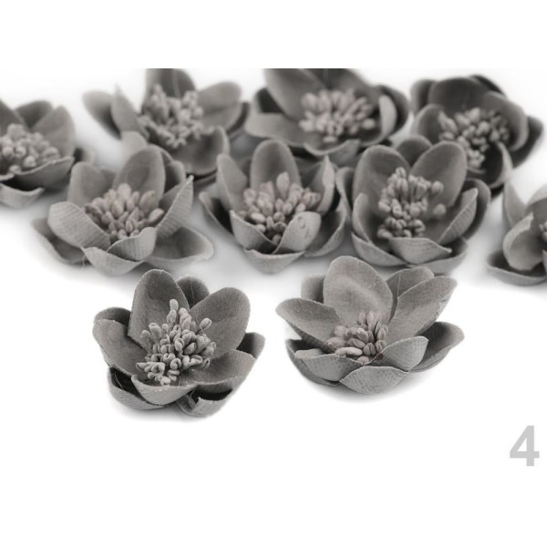 8pc 4grey Déco Vêtements Applique de Fleur Avec des Pistils / Étamine Ø30mm, d'Autres Fleurs À Coudr - Photo n°1
