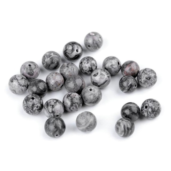 10pc Jaspis Gris Minéral Naturel / pierres précieuses Perles Gris Jaspe 8mm, les Perles, la Nacre, d - Photo n°1