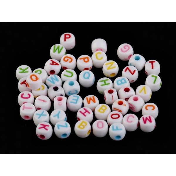 1bag Ix De Couleurs en Plastique Ronde Perles Avec des Lettres Ø7mm, d'Autres - Photo n°2