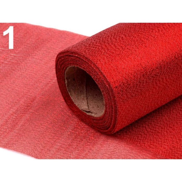 1pc Rouge Polyester Ruban de Tissu de la Largeur de 15cm de Lurex, de la Dentelle, toile d'Araignée - Photo n°1