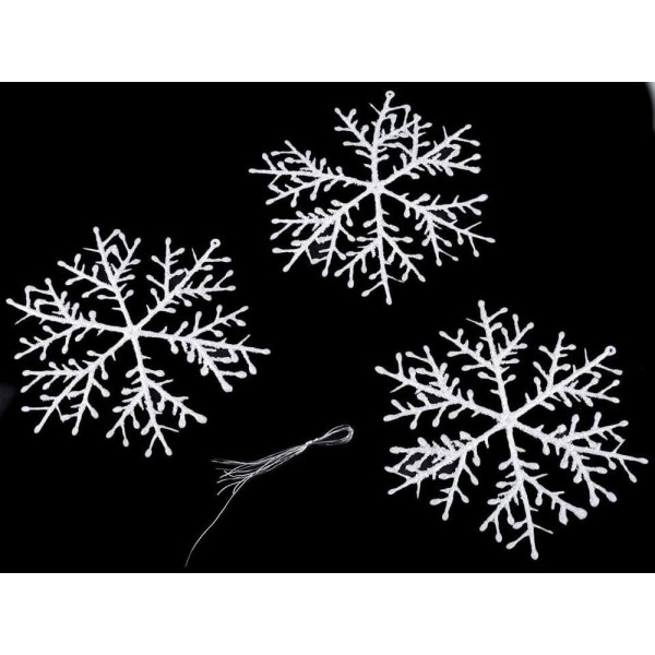 1bag Blanc Pendaison de Flocon de neige Avec des Paillettes Ø14, la Veille de Noël, Art de Noël,5cm, - Photo n°1
