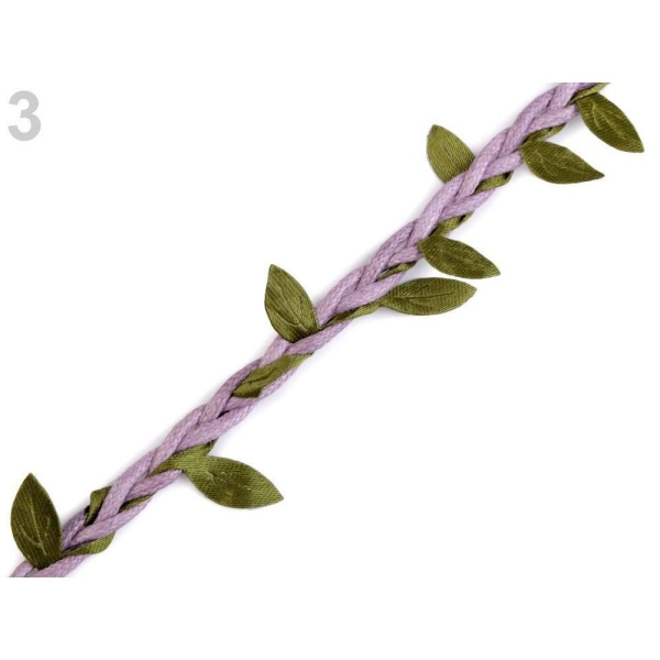 10m de la Lumière Violette en Coton Tressé Chaîne Avec des Feuilles Largeur 30mm, Floristique de Rub - Photo n°1