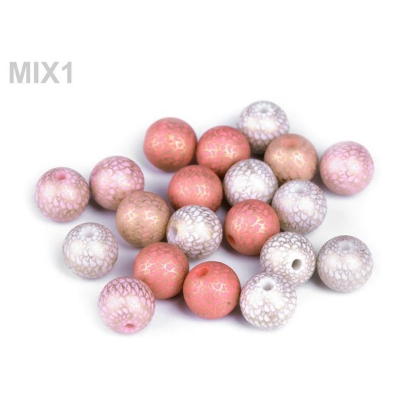 20pc Ix1 de la Poudre de Plastique / Acrylique Perles Ø10 Avec lettres Dorées, Opaque - Photo n°1