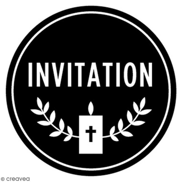 Tampon bois rond 3 cm - Invitation communion - Photo n°1