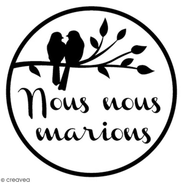 Tampon bois rond 3 cm - Oiseaux mariage - Photo n°1