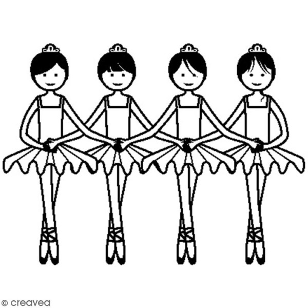 Tampon bois Divers - Danseuses Ballerines - 4,5 x 3,5 cm - Photo n°1