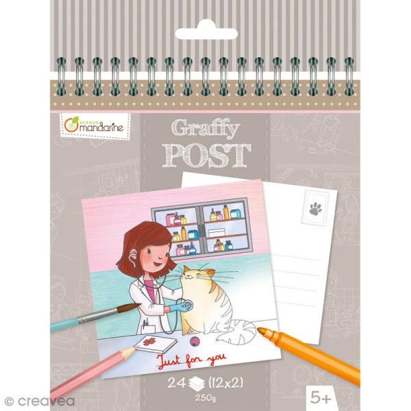 Cahier de Coloriage cartes postales - Graffy post Vétérinaire - 24 pages - Photo n°1