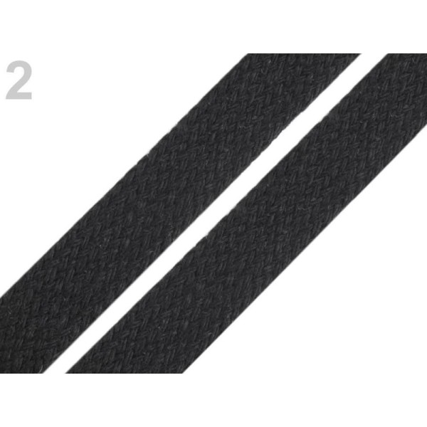 10m 2 Noir Flat Cordon en Coton de la Largeur de 12-15mm, Cordon Tresse, Cordon d'Artisanat, Cordon - Photo n°1