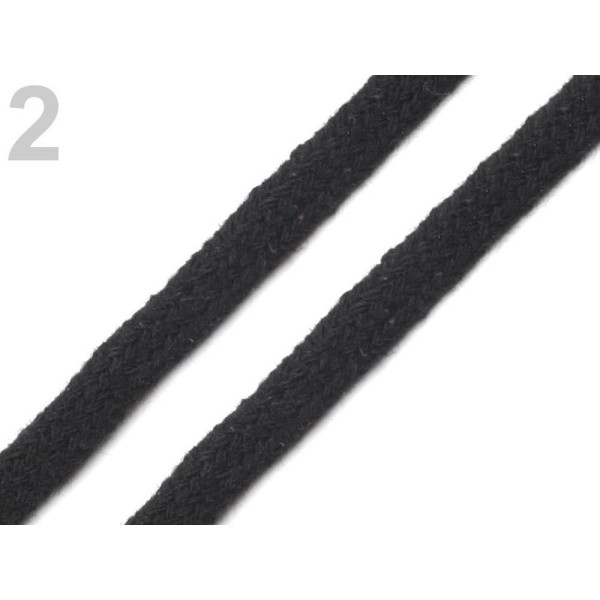 25m 2 Noir Plat Coton Tressé Vêtement de Chaîne Largeur 7mm, des Cordes, des Chaînes, des articles d - Photo n°1