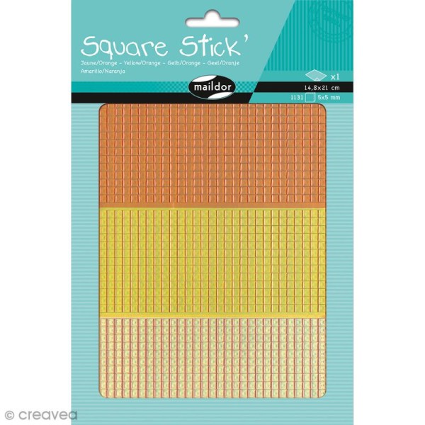 Kit gommettes Mosaïque - Square Stick Jaune & Orange - 1131 carrés de 5 mm - Photo n°1