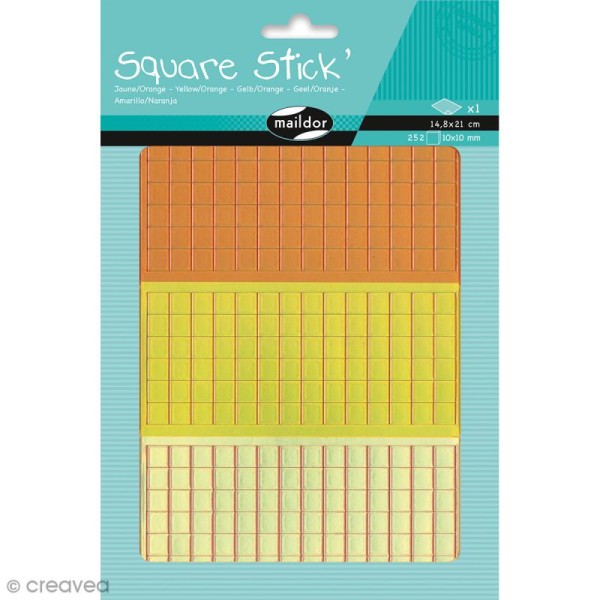 Kit gommettes Mosaïque - Square Stick Jaune & Orange - 252 carrés de 1 cm - Photo n°1