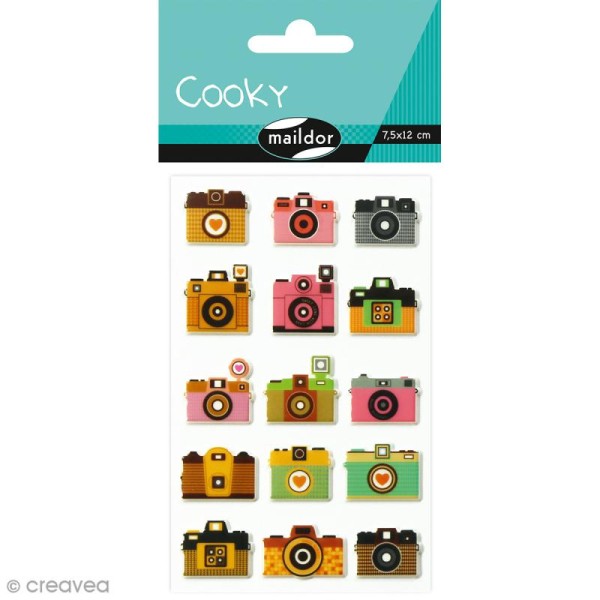 Sticker Fantaisie Cooky - Appareils photos - 15 pcs - Photo n°1