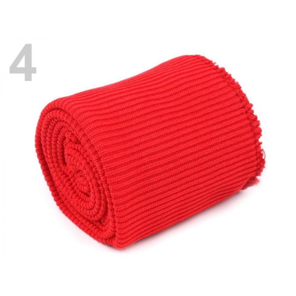 1set 4/016 Rouge Nervures / Tubulaire Élastique Rib Knit Largeur 7 Cm Set (2x Manche, 1x Taille), Ti - Photo n°1