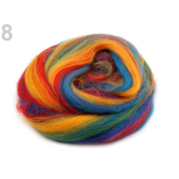 1bag 8 Multicolore en Laine Polaire Itinérant 20g Peigné Coloré, Feutrage, de l'Artisanat Et Loisirs - Photo n°1