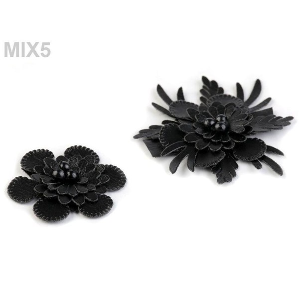 10pc 5 Noir Appliques 3d Fleur Avec des Perles, d'Autres Fleurs À Coudre Ou à coller Sur, des Vêteme - Photo n°1