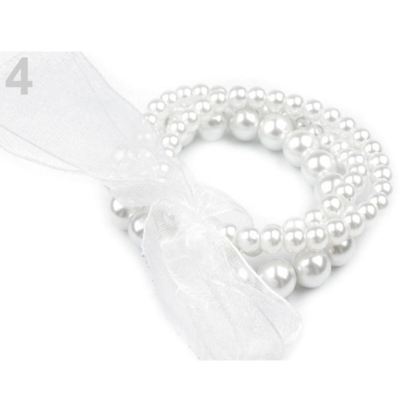 1pc Blanc Bracelet Fabriqué à base de Verre Imitation Perles, Faux Et Strass, des Bracelets, des Bij - Photo n°1