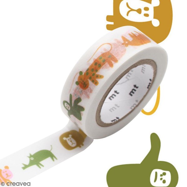 Masking Tape Animaux multicolores - 15 mm x 10 m - Photo n°2
