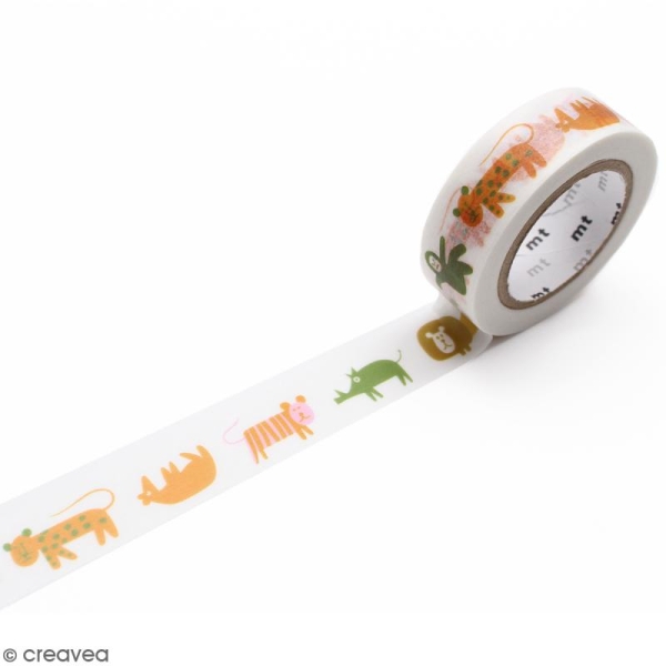 Masking Tape Animaux multicolores - 15 mm x 10 m - Photo n°1