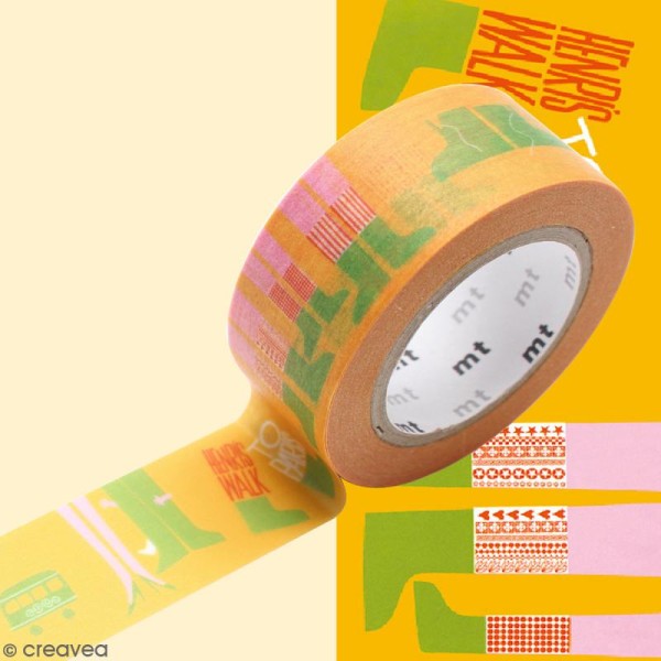 Masking Tape Balade fond orange - 20 mm x 10 m - Photo n°2