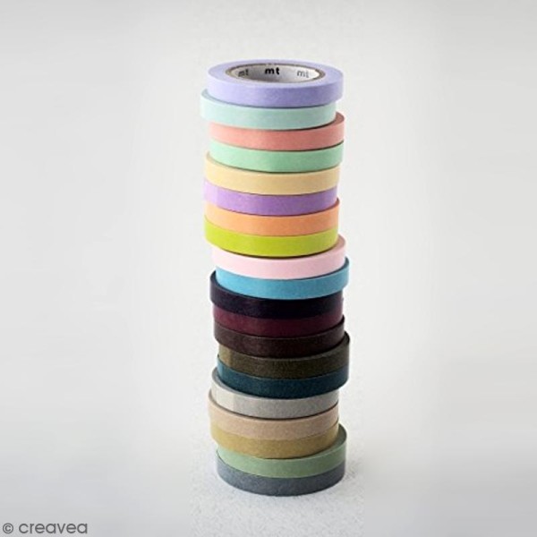 Assortiment Masking Tape Slim Unis - 20 rouleaux de 7 mm x 10 mètres - Photo n°3