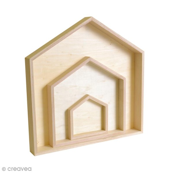 Etagères maison en bois à décorer - De 11 à 32 cm - Photo n°1