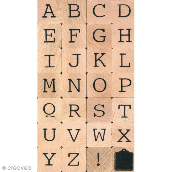 Set de tampons alphabet - Majuscules 1 cm - 28 pcs - Tampons alphabet -  Creavea