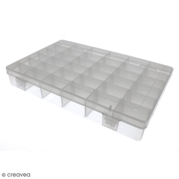 Boîte de rangement en plastique - 27,5 x 18 x 4,5 cm - 36 cases - Photo n°1