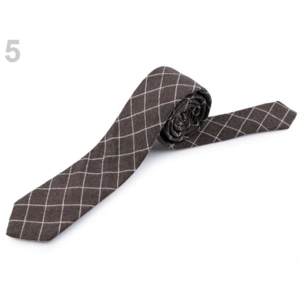 1pc 5 Olive Gris en Coton à Carreaux de la Cravate, de la Mode des Cravates, des Cravates, des nœuds - Photo n°1