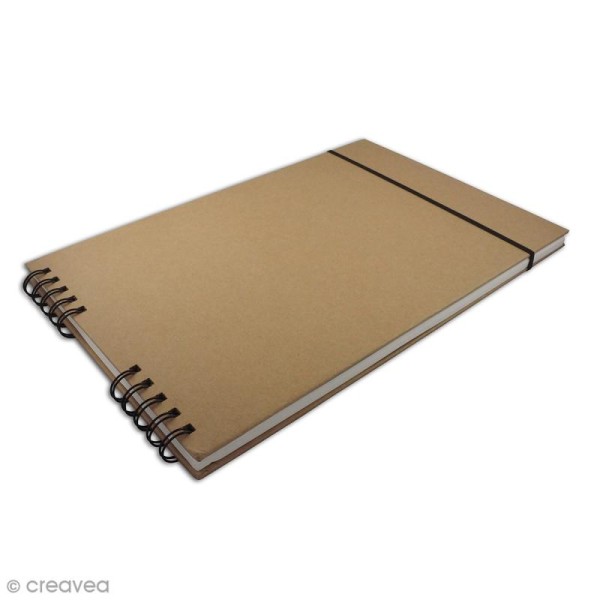Sketchbook kraft à décorer 30 x 20 cm - 80 pages de dessin blanches - Photo n°2