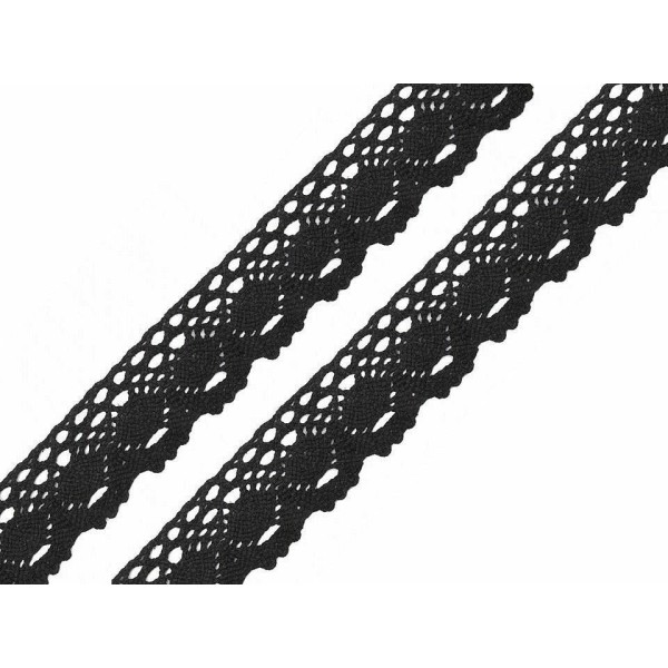18m 4 Noir en Coton Dentelle Garniture Largeur 35 mm, Tissu de Coton, Coton, Crochet, Fabrication de - Photo n°1