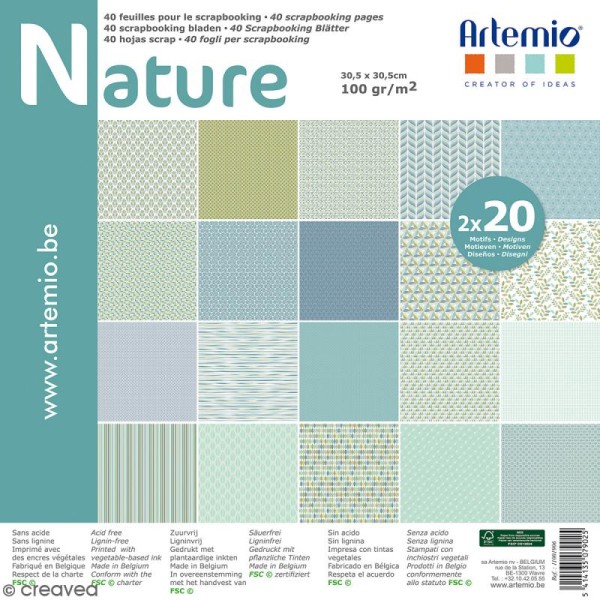 Papier scrapbooking Artemio - Nature - 30,5 x 30,5 cm - 40 feuilles - Photo n°1