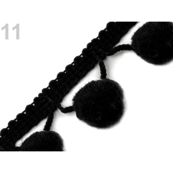 18m Noir de Pom Pom Frange Garniture de 30mm, Ø13mm, des Garnitures, des Tresses Et articles de Merc - Photo n°2