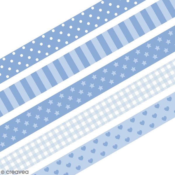 Masking Tape Artemio - Lollipop Bleu - 1,5 cm x 5 m - 5 pcs - Photo n°2