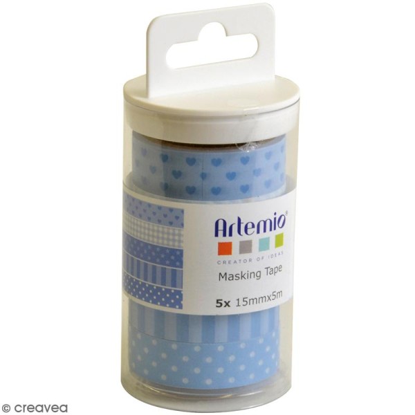 Masking Tape Artemio - Lollipop Bleu - 1,5 cm x 5 m - 5 pcs - Photo n°1