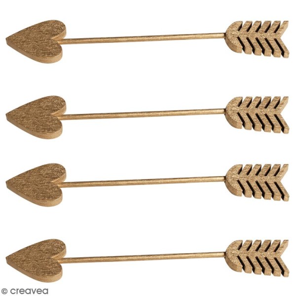 Flèches de Cupidon en bois - Flèches dorées de 12,5 cm - 4 pcs - Photo n°1