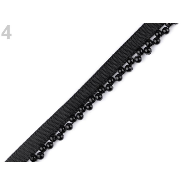 M9 Noir Garniture / Ruban Avec Fausses Perles Largeur 14mm, de Biais, le Biais de l'Insertion de la - Photo n°1
