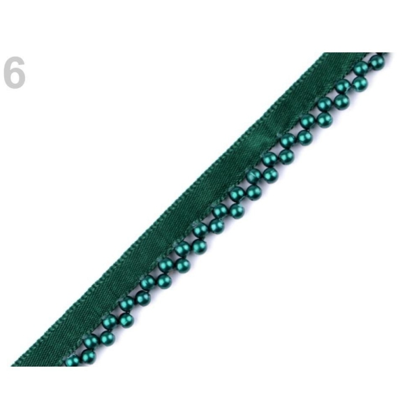 9m 6 Vert Sapin Couper / Ruban Avec Fausses Perles Largeur 14mm, de Biais, le Biais de l'Insertion d - Photo n°1