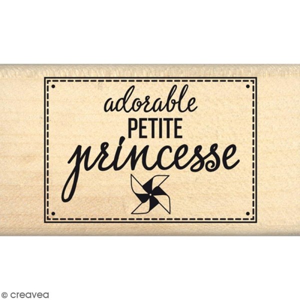 Tampon bois Adorable petite princesse - 7 x 4 cm - Photo n°1