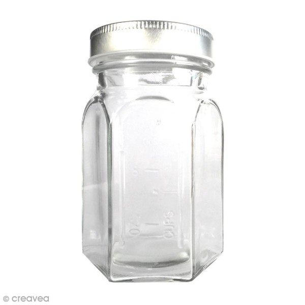 Bocal Mason Jar en verre avec couvercle - Hexagonal - 240 ml - Photo n°1