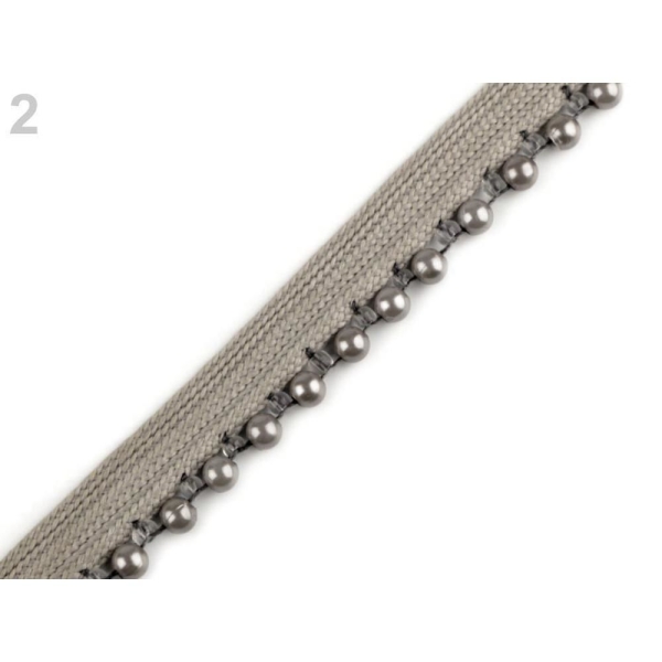 9m Gris Perle Vêtements Tresse de coupe Avec des Perles de Largeur 17mm, de Biais, le Biais de l'Ins - Photo n°1