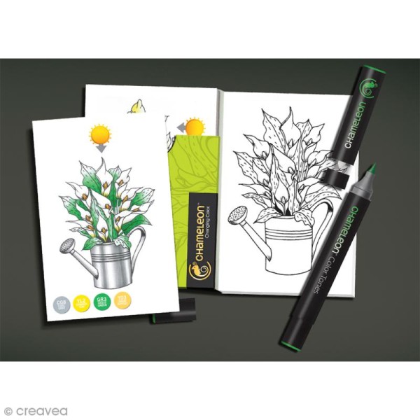 Cartes à colorier pour marqueurs Chameleon - Fleurs - 16 pcs - Photo n°2