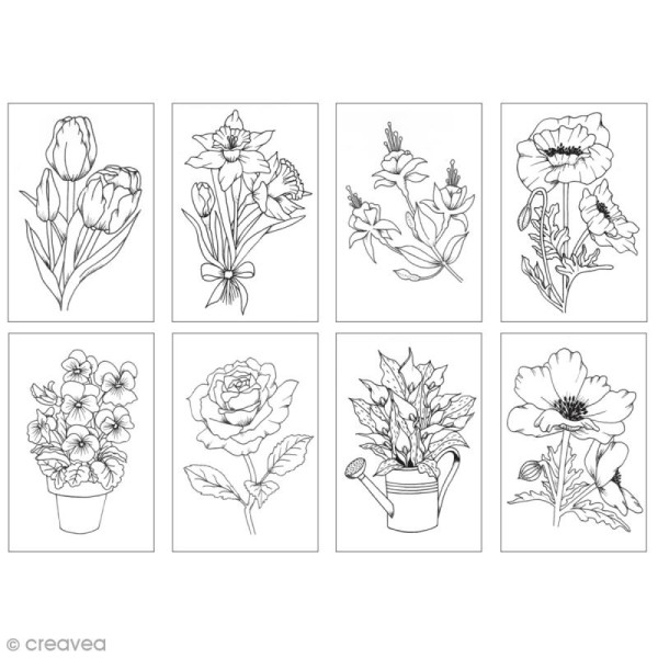 Cartes à colorier pour marqueurs Chameleon - Fleurs - 16 pcs - Photo n°3