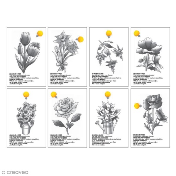 Cartes à colorier pour marqueurs Chameleon - Fleurs - 16 pcs - Photo n°4