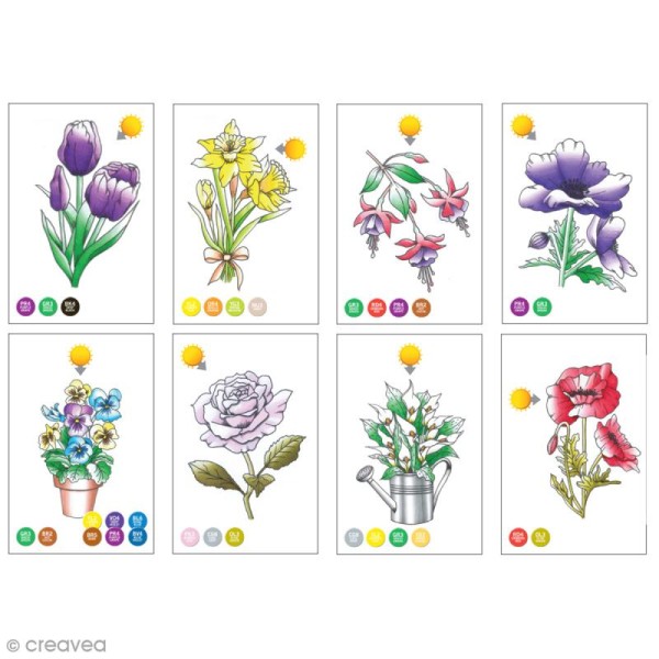 Cartes à colorier pour marqueurs Chameleon - Fleurs - 16 pcs - Photo n°5