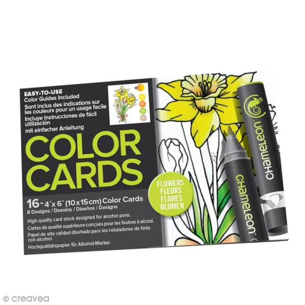 Cartes à colorier pour marqueurs Chameleon - Fleurs - 16 pcs - Photo n°1