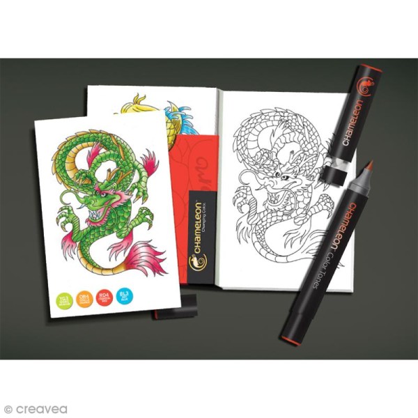 Cartes à colorier pour marqueurs Chameleon - Tattoo - 16 pcs - Photo n°2