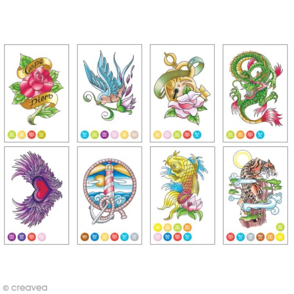 Cartes à colorier pour marqueurs Chameleon - Tattoo - 16 pcs - Photo n°5