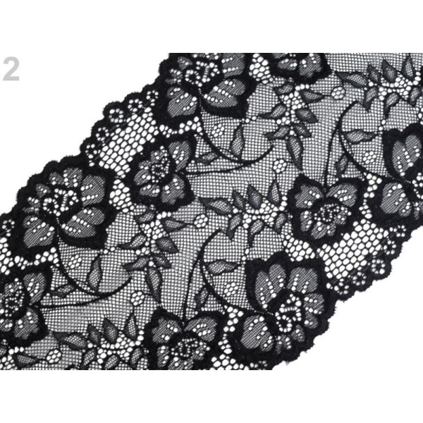 13,5 m Noir lacets Élastiques Largeur 185 mm, Extensible, Et de Madère, Mercerie, - Photo n°2